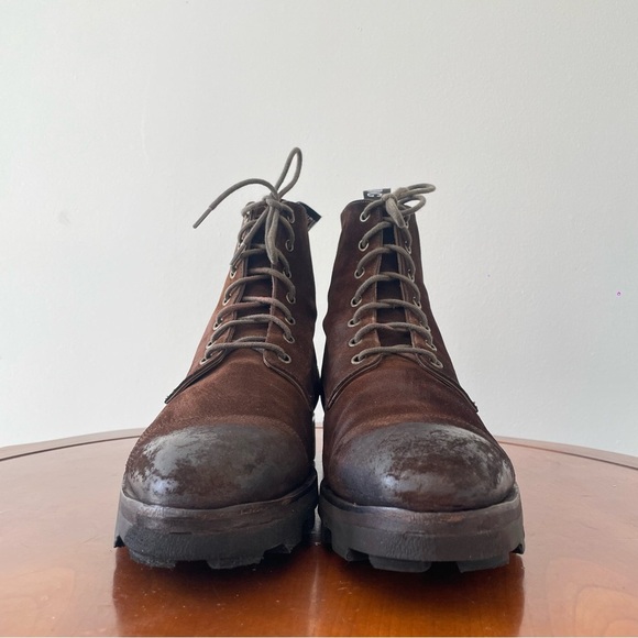 John Fluevog Gateway Jaffa Military Brown Waxed Suede Boot - Picture 4 of 9